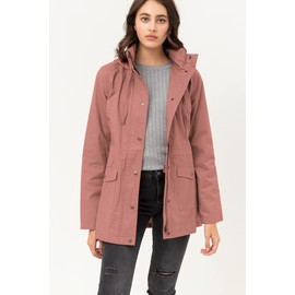 Made By Johnny MBJ WJC1845 Women's Zip Up Safari Military Anorak Jacket with Hood Drawstring S MAUVE