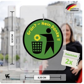 R&M ORIENT 2er Set Grn? - Nein Danke! C Duftbaum C Grnen Politik C Luftfrischer C automatischer Duftspender frs Auto lustig tuning C Car Air freshener C Duftanh?nger (GREEN APPLE)