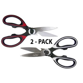 Kitchen Shears, Chef Scissors, Poultry Shears, Meat Shears, Kitchen Scissors with Premium Stainless Steel Blades & Sure-Grip Ergonomic Handles (Red/White 2-Pack)