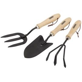Draper 83993 Carbon Steel Hand Fork/Cultivator and Trowel with Hardwood Handles - Black, 33.7x24.8x7 cm