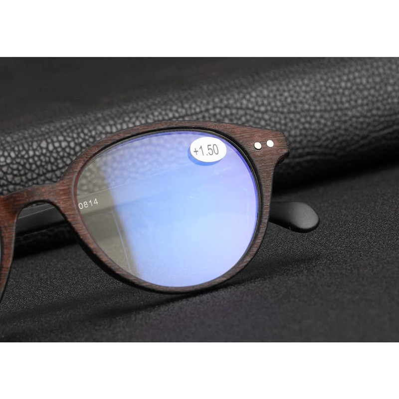 [Qi Song] チーソング ブルーライト カット レトロ木目プリント老眼鏡 おしゃれリーディンググラス携帯用 シニアグラス ケース＆クロス付き 度数「+1.0～+3.5」