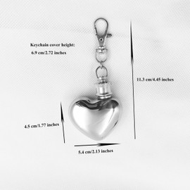 1 oz Heart-Shaped Mini Hip Flask with Keychain Cover and Funnel