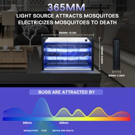 GARTO Bug Zapper Indoor 40w, Mosquito, Wasp, Moth, Fruit Fly Trap, 1600V High-Voltage, with Mosquito Trap, Suitable for Dining Rooms, Living Rooms, Gardens and Offices (20w)
