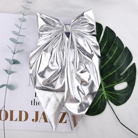 Silver Big Hair Bow for Women Girls Bow Hair Clips for Adults Styling Bowknot Hairpin Y2k Accessories for Girls Women Glitter Bows for Styling Long Tail Hair Bows