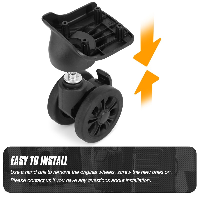Volein Pack of 2 Suitcase Castors Replacement Wheels with Brake,