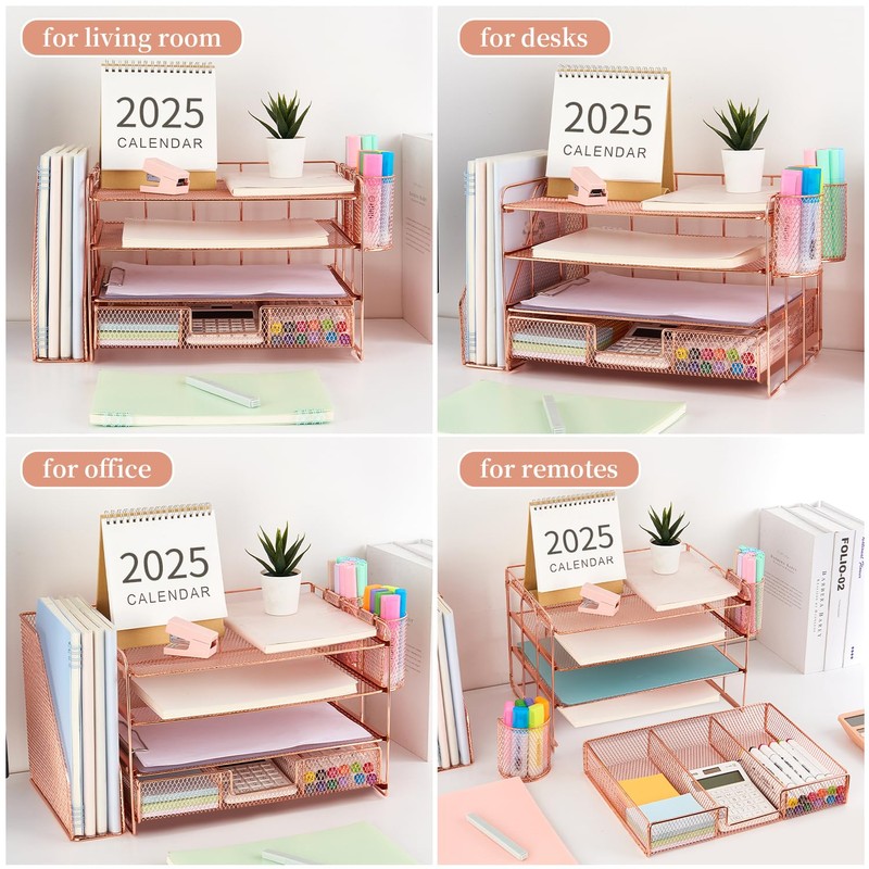 gianotter Desk Organizers and Accessories with File Holder, 4-Tier Desk