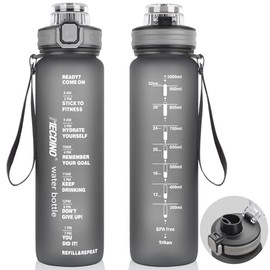 Trinkflasche 1L mit 2-in-1 Trinköffnung | Strohhalm & Direkttrinken | Sportflasche BPA-frei aus Tritan | Auslaufsichere Wasserflasche für Sport, Fitness, Arbeit, Radfahren, Wandern, Outdoor & Reisen