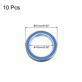 sourcing map 10 x 15 x 21 x 4mm Z2 Double Rubberized Chrome Steel Bearings Blue 6702-2RS
