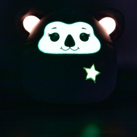 Depesche 13046 Ylvi Swoppies Cuddly Toy Koala in Purple with Luminous Effect, Shooting Stars and Round Ears, Approx. 30 cm Plush Toy