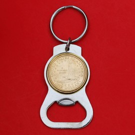 US 2000~2008 Sacagawea Dollar BU Unc Coin Silver Tone Key Chain Ring Bottle Opener - Eagle in Flight Reverse