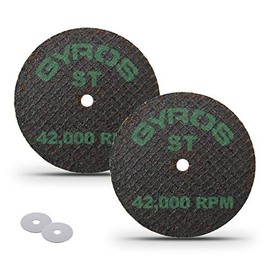 GYROS 1.75” Resin Cut-Off Wheels for Rotary Tools; 2 Double Fiberglass Reinforced Cutting Discs; Super-Tensile Materials like Titanium, Carbon; Dremel Cutting Tool Accessory; Made in USA 11-41702