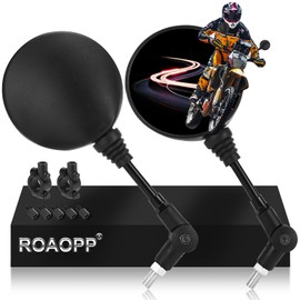 Motorcycle Mirrors Foldable Adjustment Rear View Mirror 8mm 10mm Universal Handlebar Mount Round Compatible with Motorbike Adventure Dirt Street Bike ATV Quad Snowmobile Scooter Coolster Moped (Black)