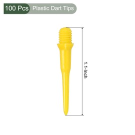 YOKIVE 100 Pcs Plastic Dart Tips, Game 2BA Thread Soft Darts Tips Replacements Dart Accessory | Indoor Outdoor Play (Yellow)