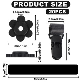 Tinoaly 20pcs Garden Flag Clips and Stoppers, Anti-Wind & Adjustable Plastic Flag Pole Clips Holder Rubber Pole Stoppers for Indoor & Outdoor Use