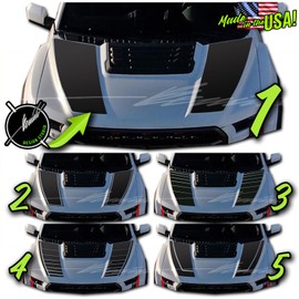 BENINI DESIGN STUDIO Hood Blackout Racing Stripes Vinyl Decal Sticker Kit- Compatible with Ford F150 Raptor 2014-2020 (Style 2, Matte Black)