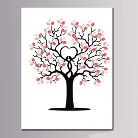 Ladieshow Árbol de Huellas Dactilares,Lona de Huellas Dactilares Firma de Invitados de Bricolaje Árbol de Bricolaje Pintura de Árbol Decoración con 6 Colores para Boda, Bebé, Bautismo, Cumpleaños