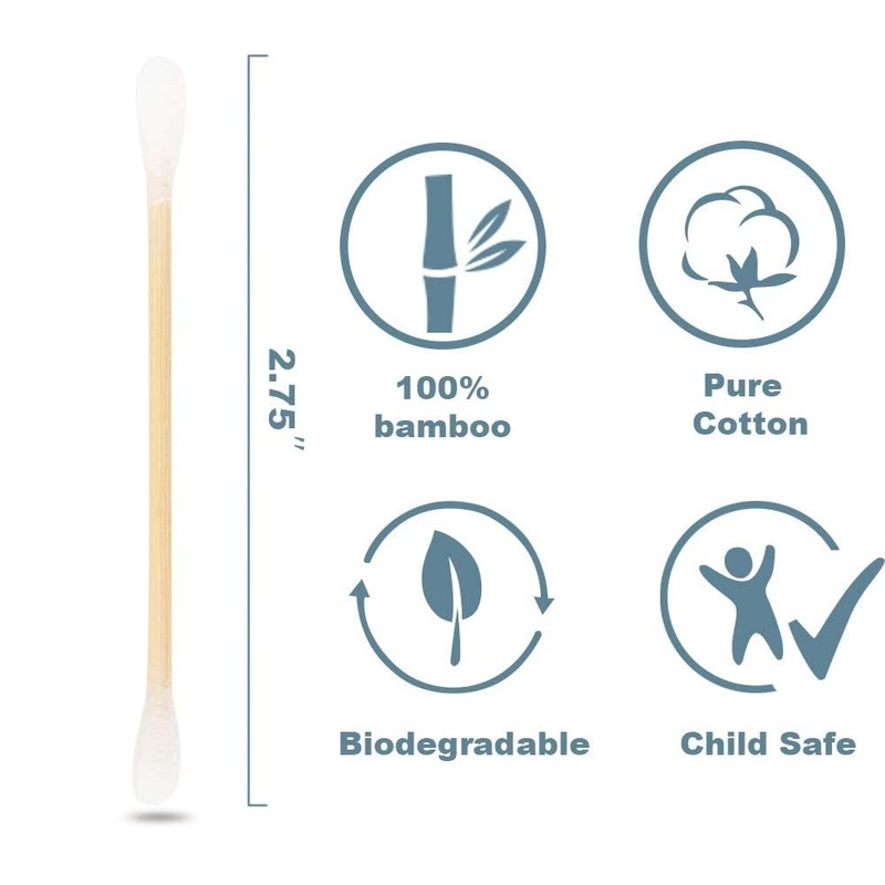 100 Premium Bamboo Cotton Buds | 100% Biodegradable and Plastic