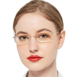 OCCI CHIARI Reading Glasses 1.5 Blue Light Blocking For Lady Designer Reader with Comfortable Frameless Durable Spring Hinge 1.0 1.25 1.5 1.75 2.0 2.25 2.5 2.75 3.0 3.5 4.0 5.0 6.0