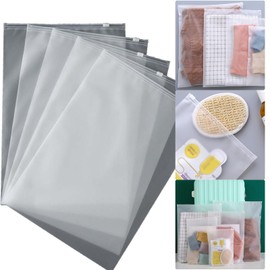 Boxonly 50 Pack Clear Frosted PE Zippered Bags Self Seal Bags 20x28cm Ideal for Clothing, Travel and Storage