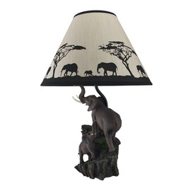 Elephants on Expedition Sculptural Table Lamp w/Decorative Shade