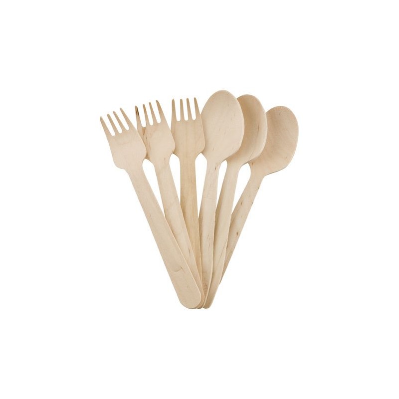 Disposable wood spoons 16 cm Pack of 100 