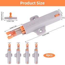 Hainue 4 Pack Push to Open Door Catches,Push to Open Door Latch,Cupboard Grey Touch Open Latch,Self Closing Push Latch Applicable to Kitchen,Bedroom,Bathroom,Car