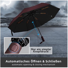 OXTXO Compact Travel Umbrella - Windproof and Strong Mini Umbrella with Automatic Folding, UPF>50+ UV Resistance, Perfect for Rain and Sun, Lightweight & Portable (Red)