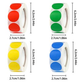 YXHZVON 2000 Pieces Colourful Dot Stickers, Round Dot Stickers, Colour Coding, Labels Marking Dots for DIY Scrapbooking Calendar (Red, Yellow, Blue, Green)