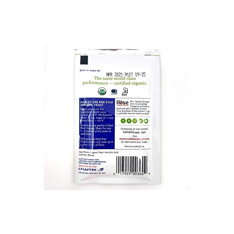 Lesaffre Red Star Organic Instant Yeast - 5 Packets