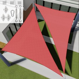 E&K Sunrise 10' x 10' x 10' Sun Shade Sail Triangle Canopy Shade Cover with Hardware Kit UV Block for Outdoor Pergola Patio Backyard Garden Deck (Red)