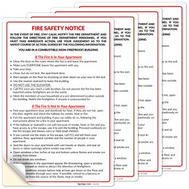 Fire Safety Notice Door Sticker, Non Fireproof Building, Emergency Preparedness, FDNY Sign, Required By NYC HPD (4 Pack) 6x9 Inches, 4 Mil Vinyl Decal Stickers Weather Resistant, Made in USA