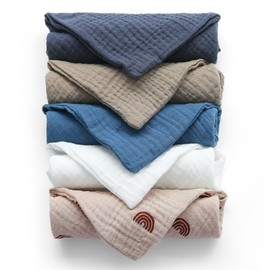 KQDRAVINE Muslin Squares for Babies, Pack of 5 Burp Cloths Made of Cotton, 23 x 23 cm, Breathable and Muslin Nappies, Ideal for Cleaning (1)