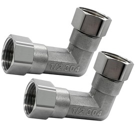 Fitvell 2PCS Stainless Steel 90 Degree Elbow Flexible Movable Connector 1/2" Female for Shower Arm