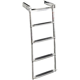 Overton's 4-Step Telescoping Stainless Steel Swim Platform Ladder – Bottom Mount, Anti-Slip Treads, 450 lb. Capacity, Mounting Hardware Included