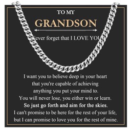 EYQV Gifts for Grandson, Cuban Chain Necklace Special Grandson Gifts from Grandparents, Gifts for Teenage Boys Birthday Gifts Christmas Gifts Confirmation Gifts for Grandson