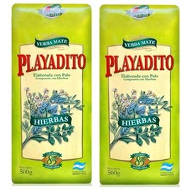 Playadito PLAYADITO Yerba Mate Compuesta con Hierbas 500 gr. - Paquete de 2 | Mezcla de hierbas de té Yerba Mate 1.1 lb. - Paquete de 2