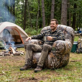 Air Candy Realtree® Camo Inflatable Outdoor Armchair – Heavy-Duty Puncture-Resistant Bottom – Ultra-Comfortable Camping, Tailgating & Outdoor Lounge Chair – Supports 250 lbs – Portable & Easy Inflate