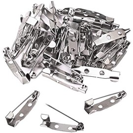 Shapenty 30PCS Locking Pins Backs Safety Clasp Brooch Badge Bar Jewelry Pins for DIY Craft Name Tags Ribbon Corsages Costume Jewelry Making Sewing Felt Fabric Baby Shower Wedding (Silver, 30MM)