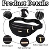 ZcrPrn Black Bumbag, 2 PCS Fanny Pack For Women Men,