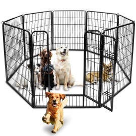 SEGAWE 2X Foldable 8 Panels Metal Pet Dog Puppy Cat Exercise Fence Barrier 39" Tall