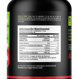 Vinagre de Manzana 500 mg 90 Cápsulas. Ingredientes naturales. Apple Cider Vinagar B Life.