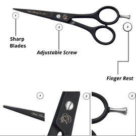 Wish Beauty Professional Hairdressing Scissors Barber Salon Hair Cutting Hair Cutting Scissors – Black Stainless Steel Hair Cutting Scissor – Hairdressing scizzors (Black 5.5")