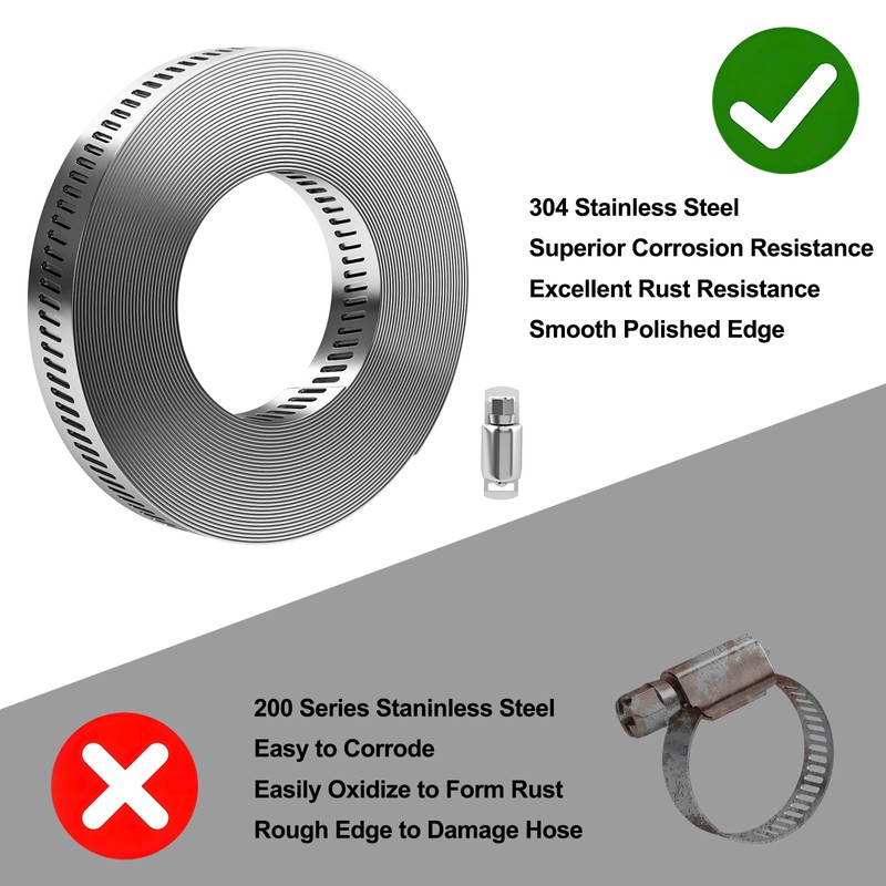 GASHER 32FT 304 Stainless Steel Hose Clamps DIY Kit, Clamps