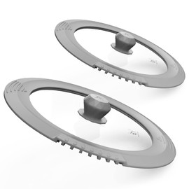 Tempered Strainer Lid for Stockpot Pot Pasta Pot Soup Pot with Heat Resistant Silicone Rim Glass Universal Pan Lids Pour Spout Water Oil Microwave Safe Fit 6.5-7-7.5-8 and 8-8.5-9-9.5 inch Light Grey