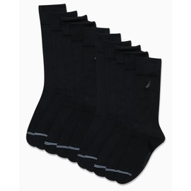 Nautica Mens Dress Socks - 10 Pack Breathable Stretch Crew Socks for Men for Work Business and Formal Wear (Sizes: 6-12.5), Size 6-12.5, All Black