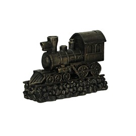 Antique Bronze Finish Steam Locomotive Decorative Bookends Set for Train Enthusiasts - Vintage Style Book End Shelf Decor Art - Each 9.25 Inches Long