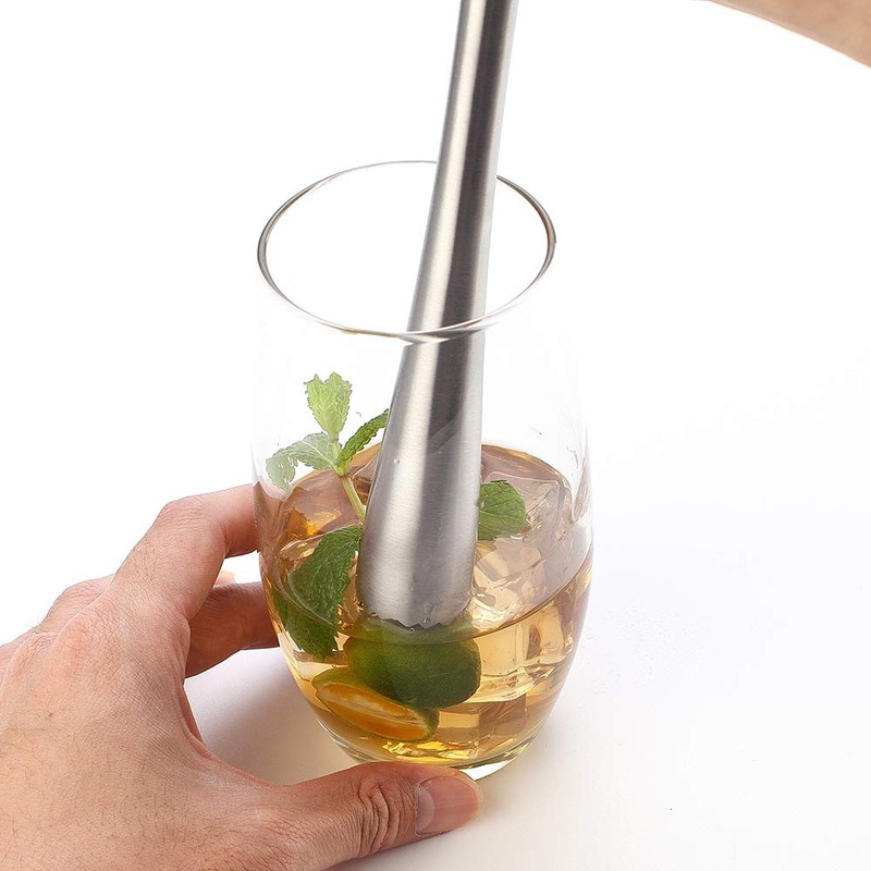 JXS 10" 255MM Stainless Steel Sturdy Cocktail Muddler, Professional Well