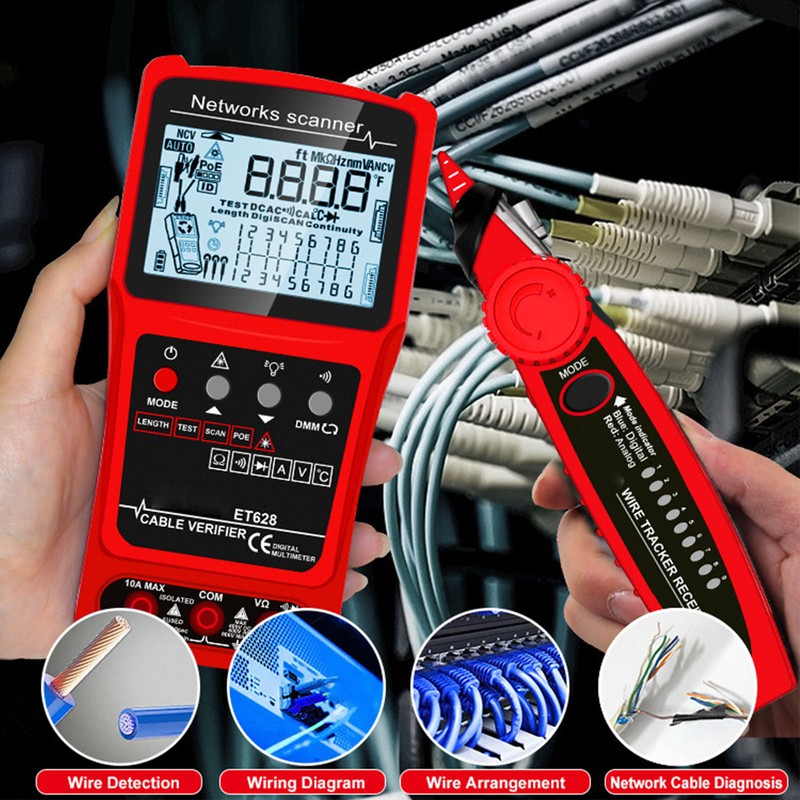 Network Cable Tester Tracer Kit Multifunctional CAT5 CAT6 Ethernet Wire