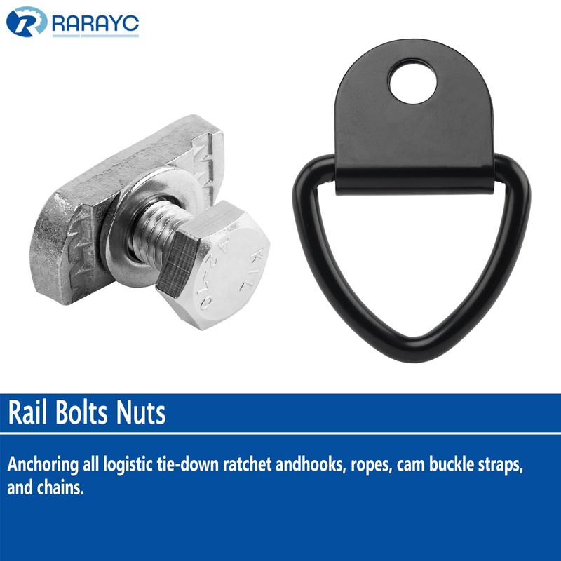 6 Sets Truck Bed Rail Bolts Nuts Cargo D-Rings Tie