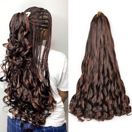 French Curl Braiding Hair 8Packs 22Inch PreStretched Synthetic Spiral Curly Crochet P4/33 Ombre 75g/Pack Curly Hair Extensions for Black Women (22 Inch,8Packs,P4/33)